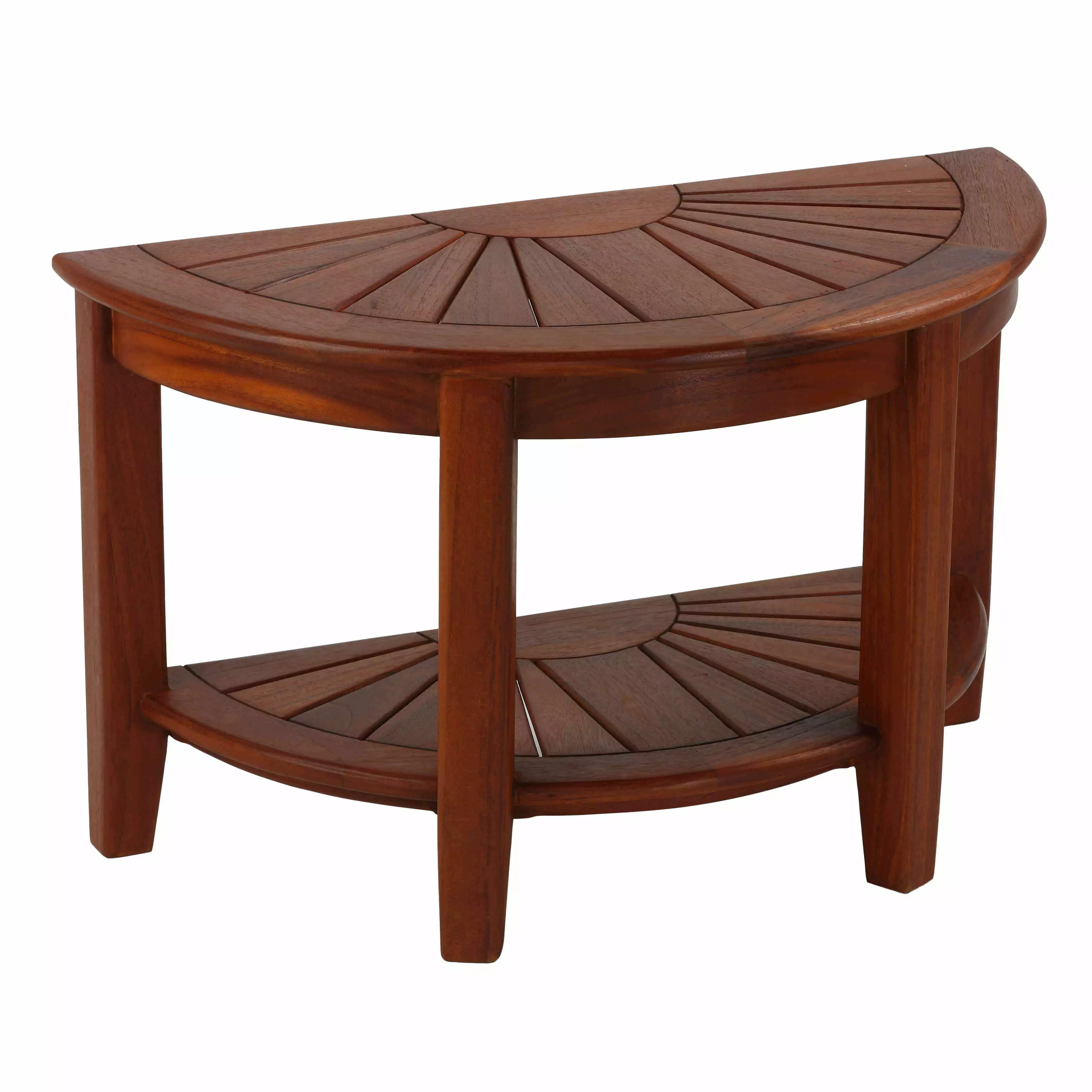 Bare Decor Chesser Half Circle Bench Solid Teak Wood - 17 Inch High Unique Design Benches