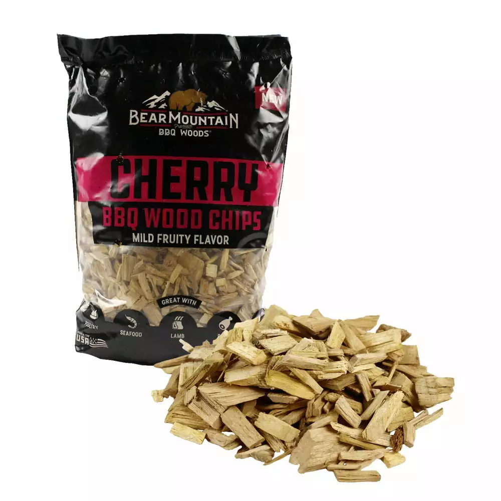 Bear Mountain BBQ Cherry All Natural Hardwood Chips Mild Fruity Smoky Flavor Bear Mountain Premium BBQ Woods