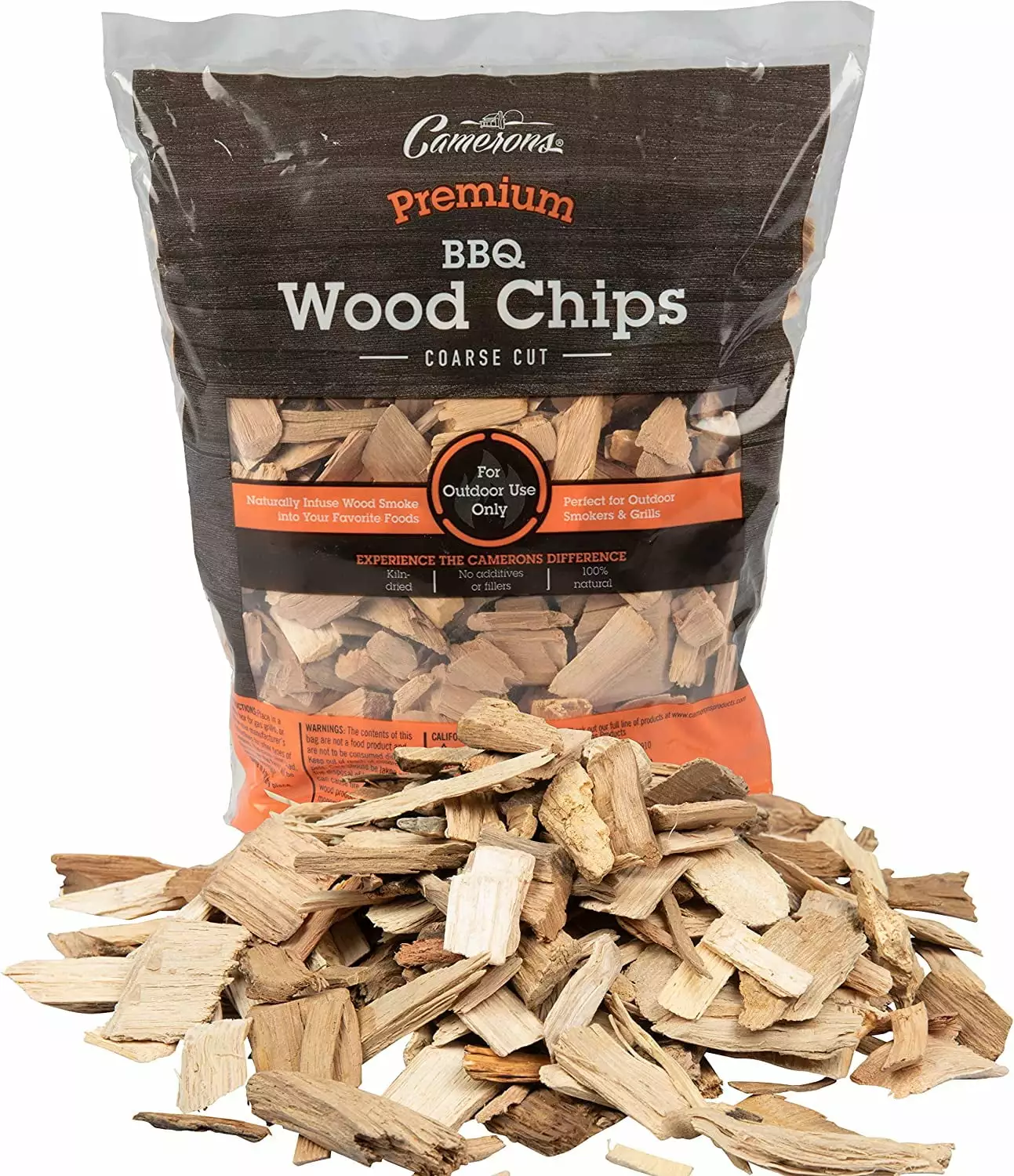 Bourbon Soaked Oak Smoking Chips 2lb - Kiln Dried 100% Natural Coarse Wood Smoker Shavings BBQ Camerons