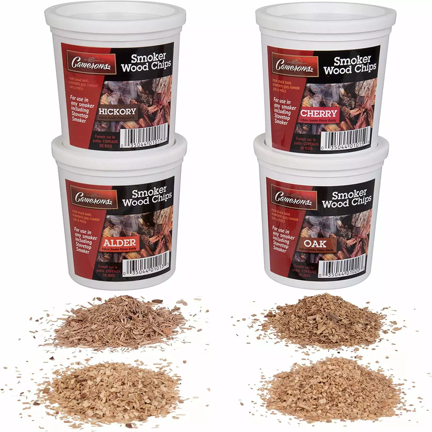 Oak Cherry Hickory and Alder Wood Smoking Chips 4 Pints Resealable Pints Smokers and Smoke Guns Camerons