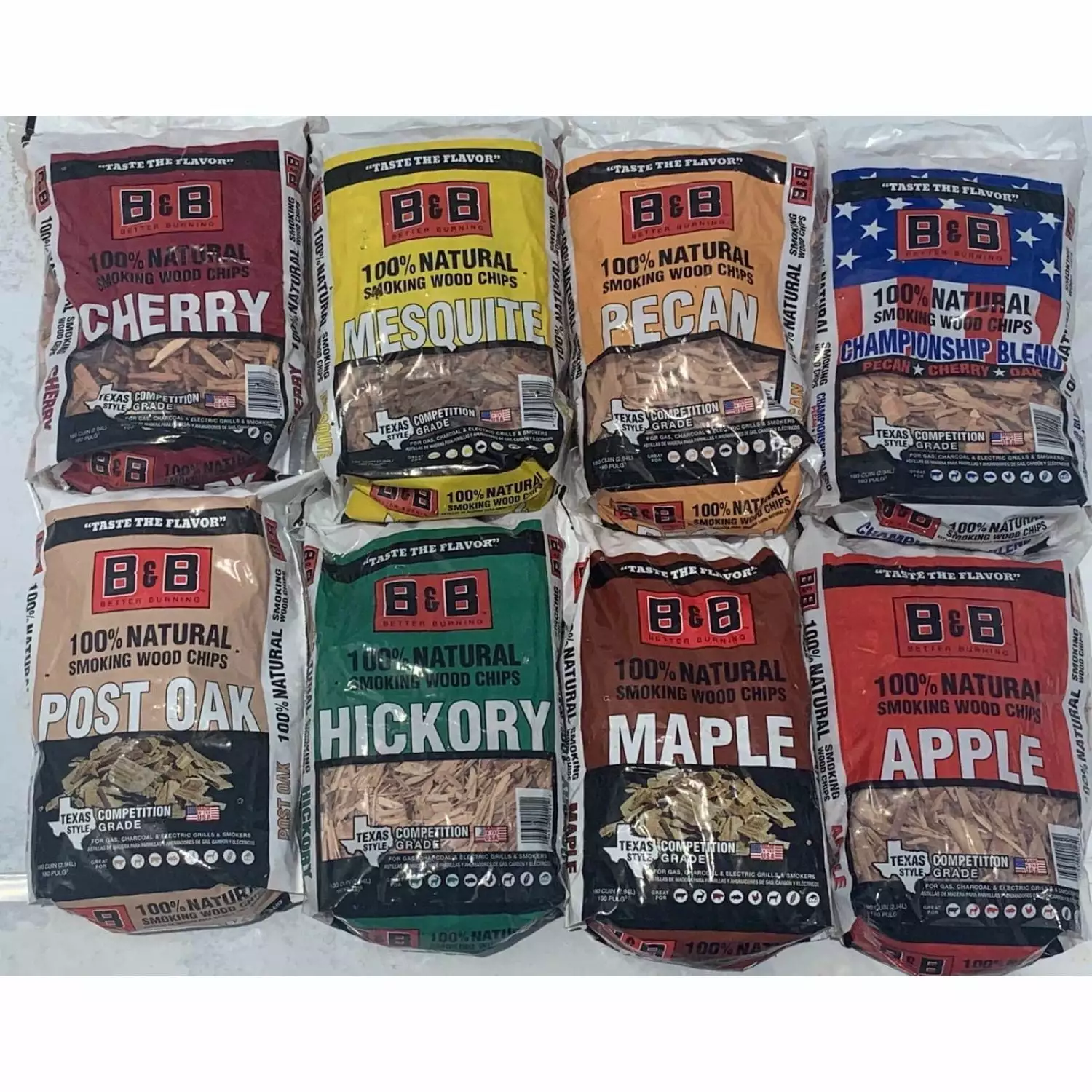 Wood Chip Variety 8 Pack 2lb Bags Smoking and Grilling Jiarui