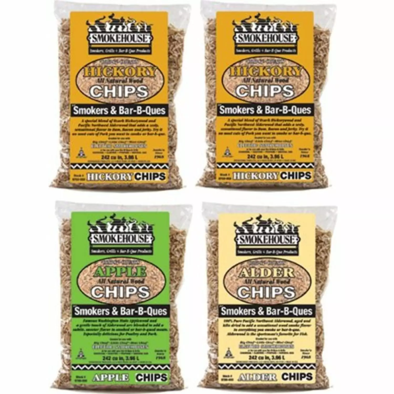 Smokehoutilize Wood Chips 4 Pack Assortment BBQ and Smoking Smokehouse Products