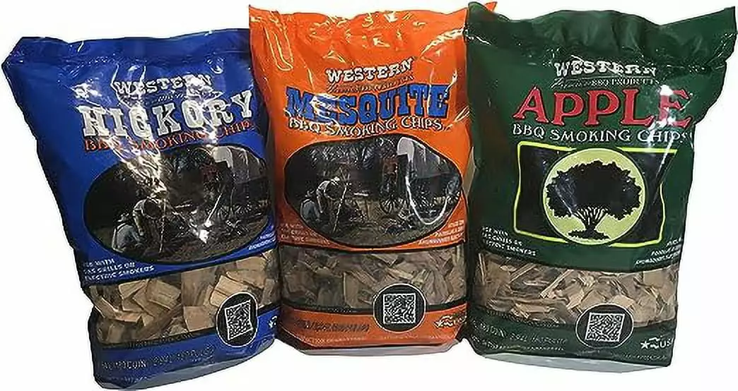 Western Perfect BBQ Smoking Wood Chips Variety Pack Bundle Apple Hickory Mesquite Flavors Western Digital