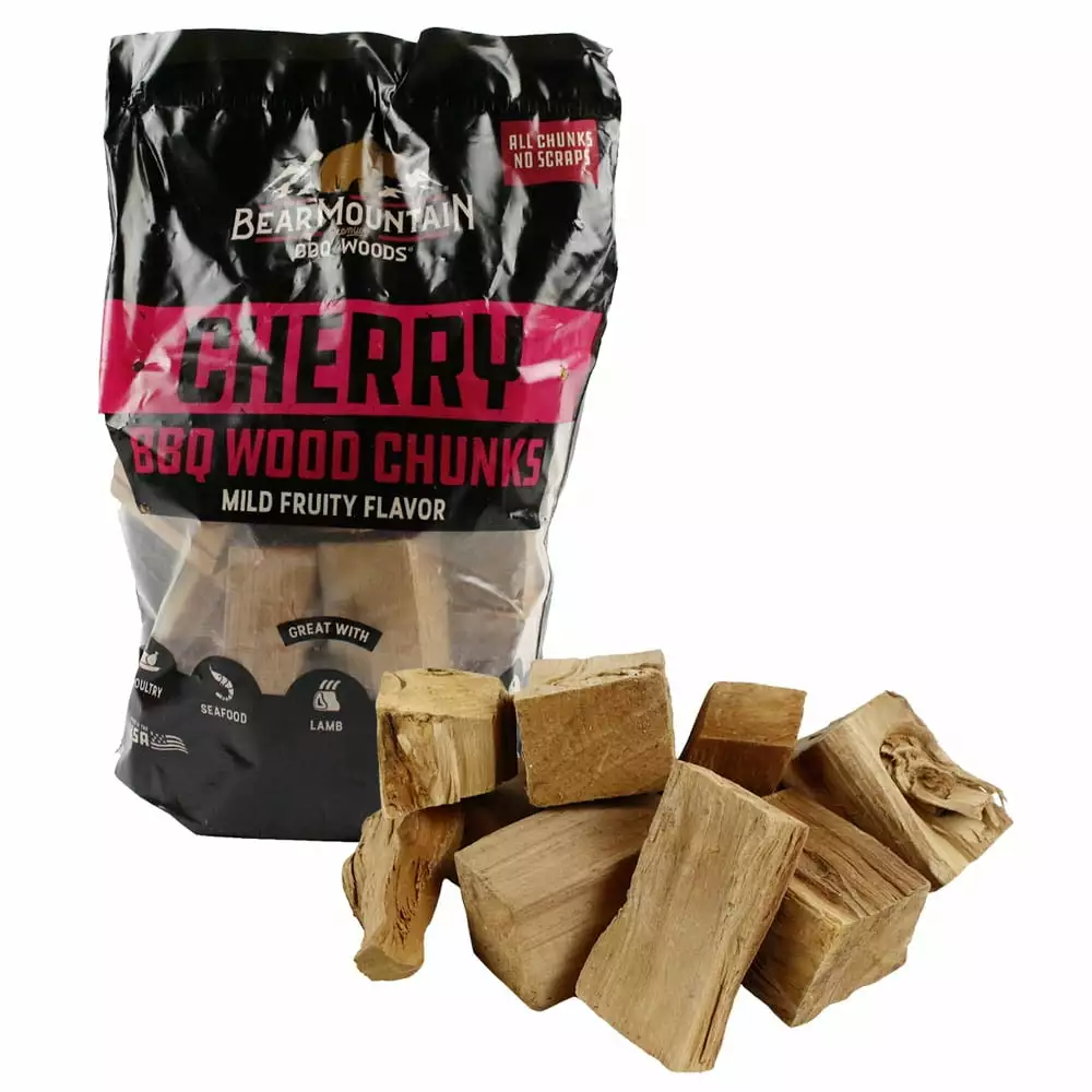 Bear Mountain BBQ Cherry All Natural Hardwood Chunks - Mild Fruity Smoky Flavor Bear Mountain Premium BBQ Woods