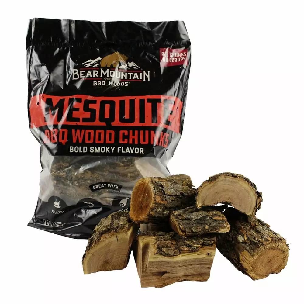Bear Mountain BBQ Mesquite 100% All Natural Hardwood Chunks Bold Smoky Flavor Bear Mountain Premium BBQ Woods