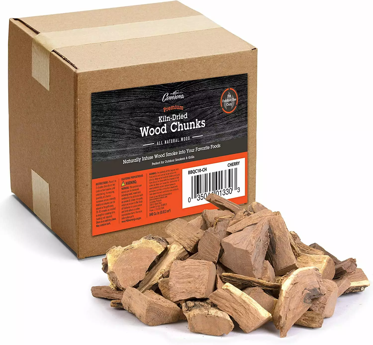 Camerons Products Smoking Wood Chunks Cherry 10 Pound Bag 840 cu