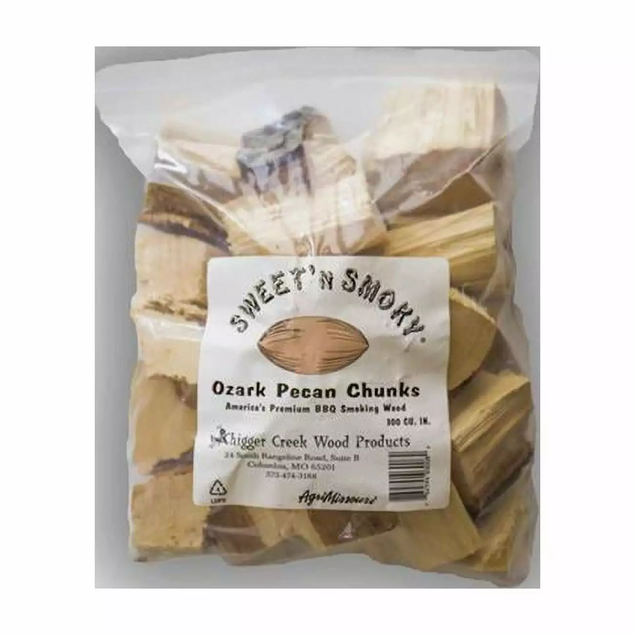 Chigger Creek Sweet 'N Smoky All Natural Ozark Pecan Wood Smoking Chunks 300 cu BBQ