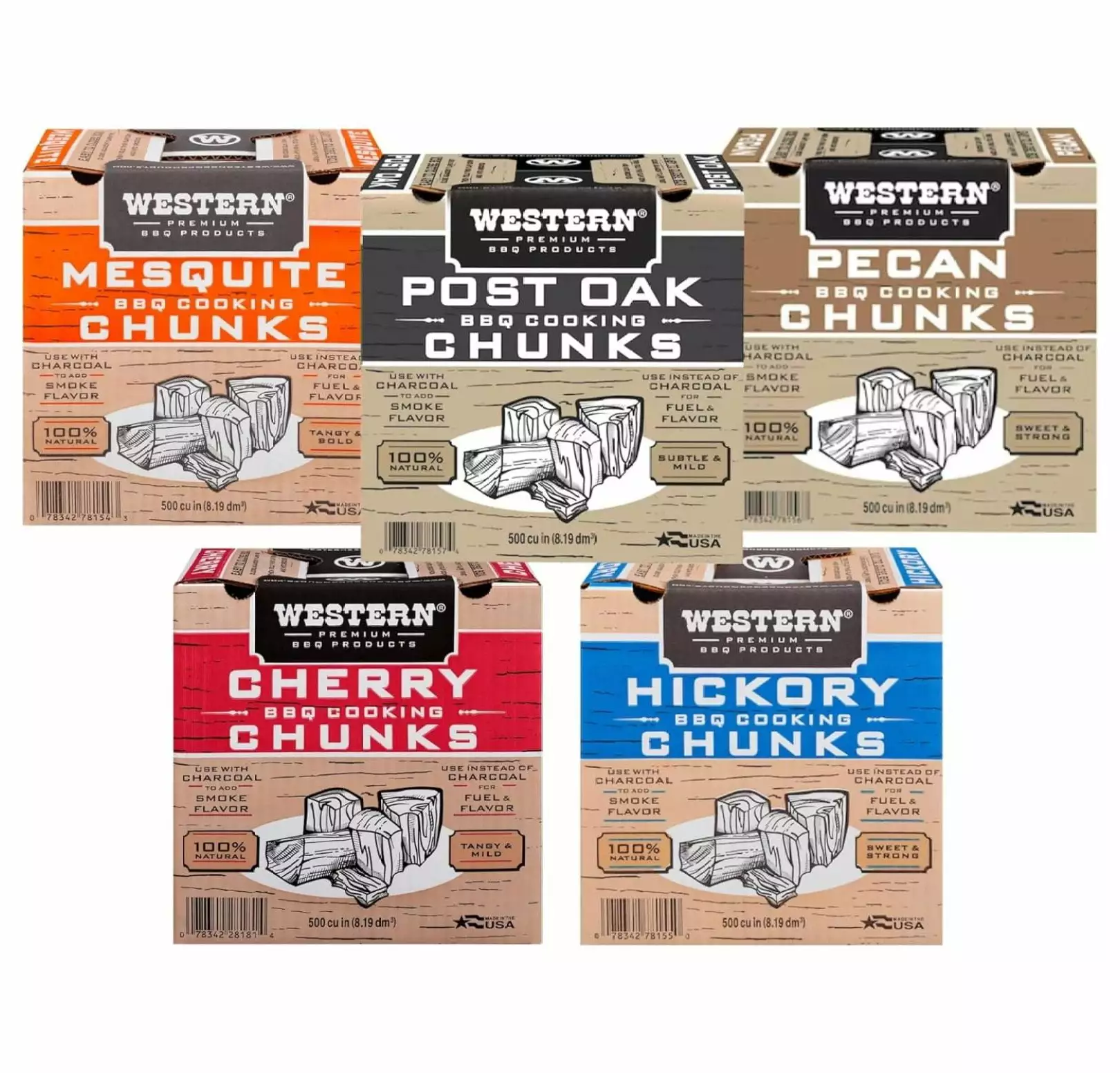Exlonjet Western Wood 500 cu Wood Chunk Variety Pack 5 Pack Gift Set Grilling