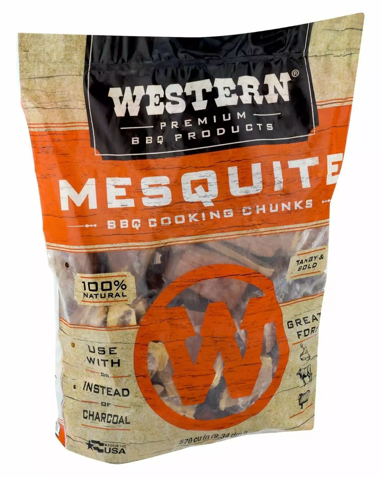 Western Luxury BBQ Mesquite Wood Cooking Chunks 1.3 Cubic Feet Charcoal and Gas Grills Lwory