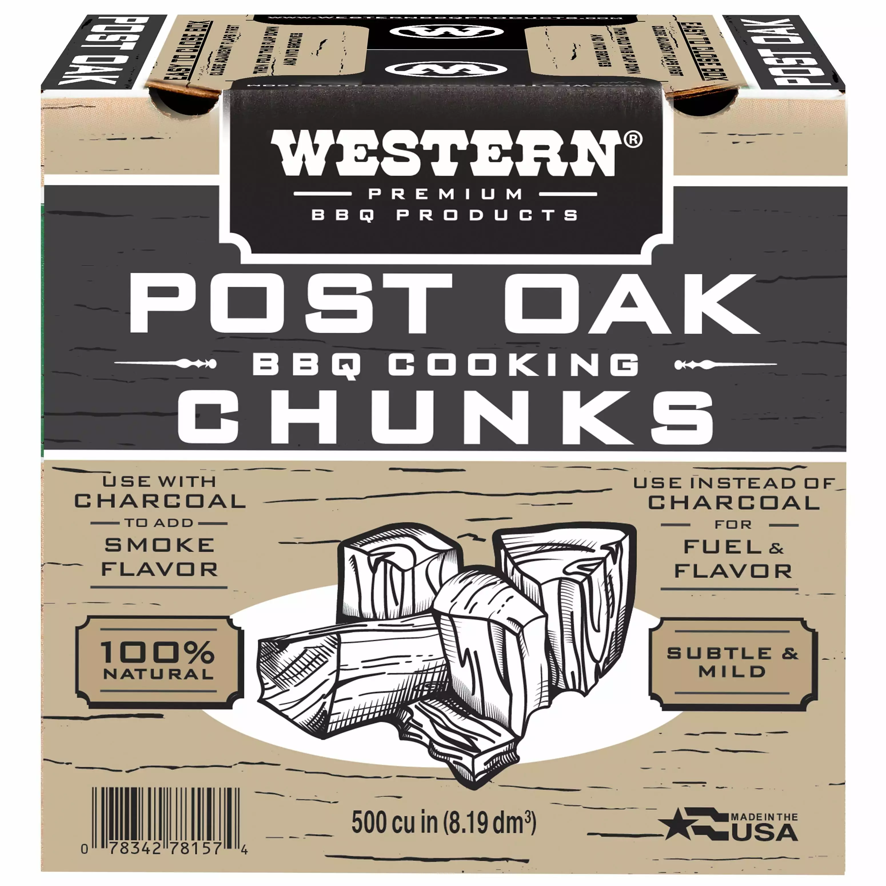 Western 500 CU Post Oak Smoker Chunks Box BBQ