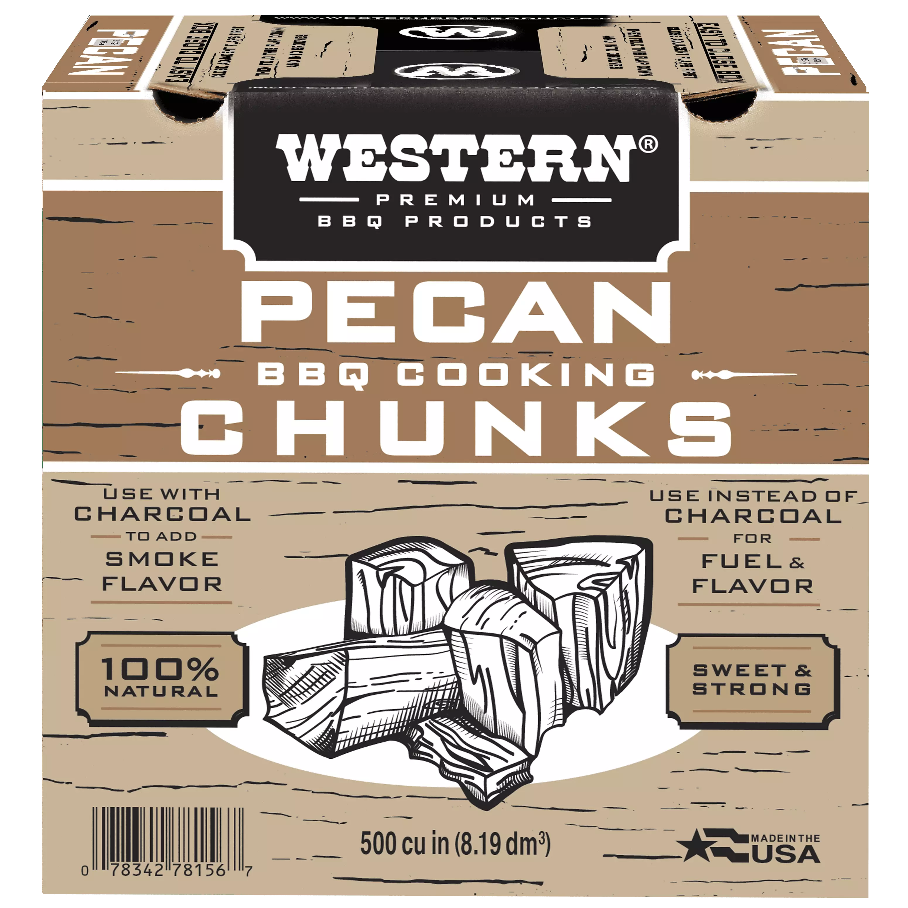 Western Luxury BBQ 500 CU Pecan Smokers Chunks Box