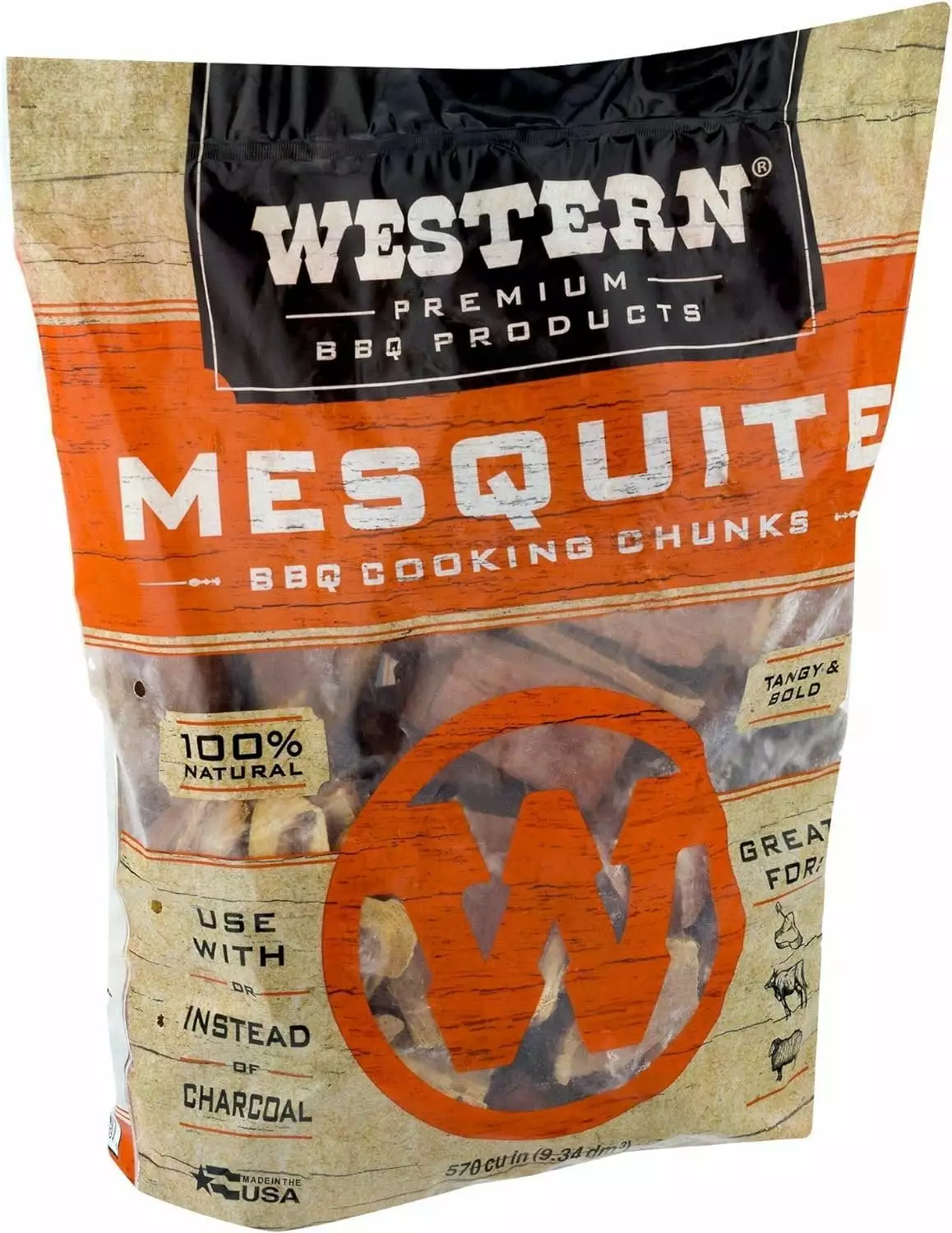 Western Luxury BBQ Mesquite Wood Cooking Chunks 1.3 Cubic Feet Smokers Ww Wood