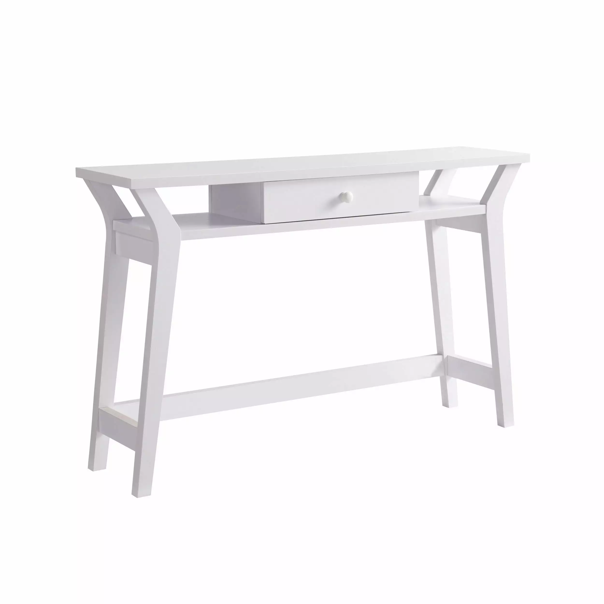 Dax 47 Inch Modern Console Table Drawer and Mini Shelves White Wood Entryway Table Console Bed Bath & Beyond