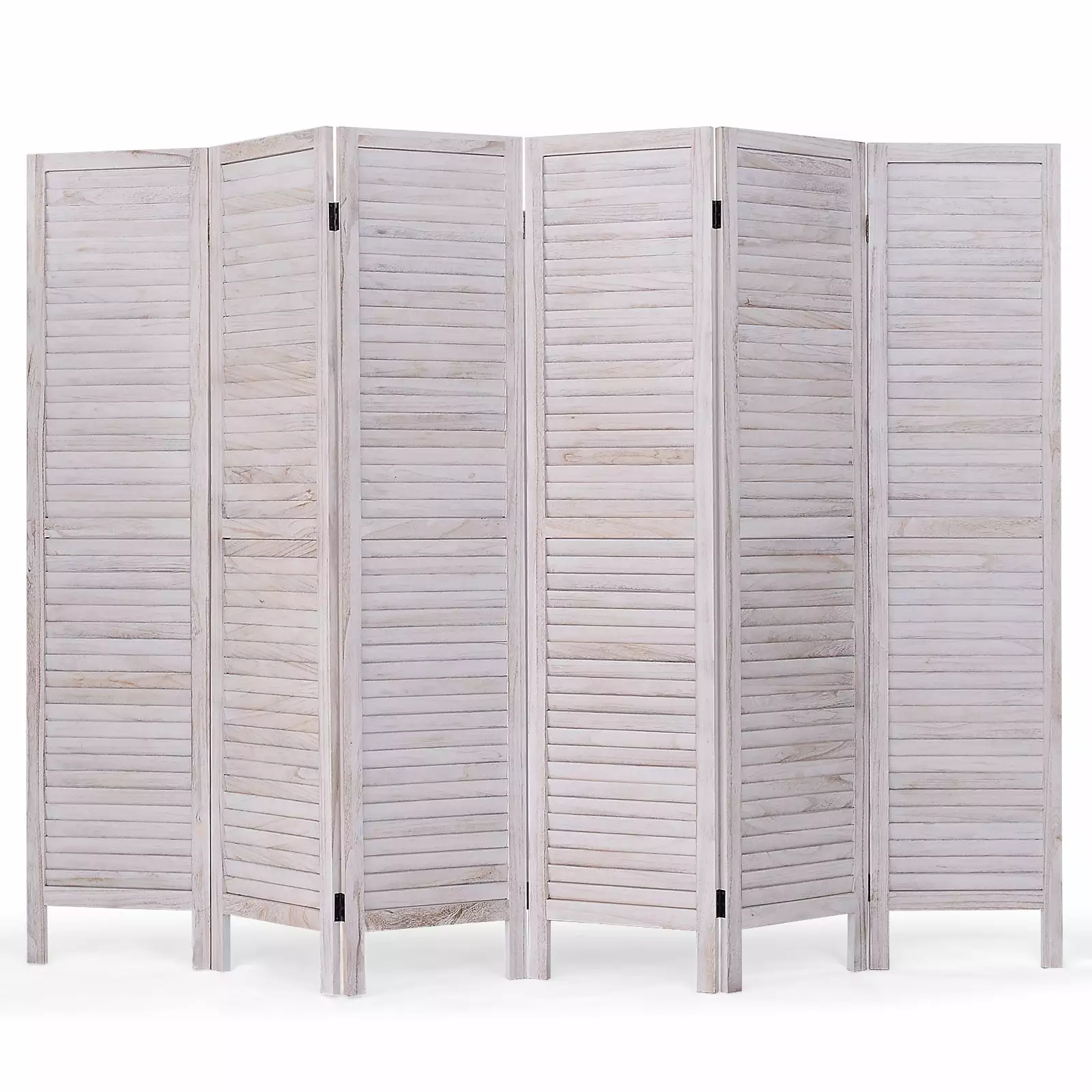 Giantex 6 Panel White Wood Room Divider - 5.6 ft Tall Oriental Folding Privacy Screen