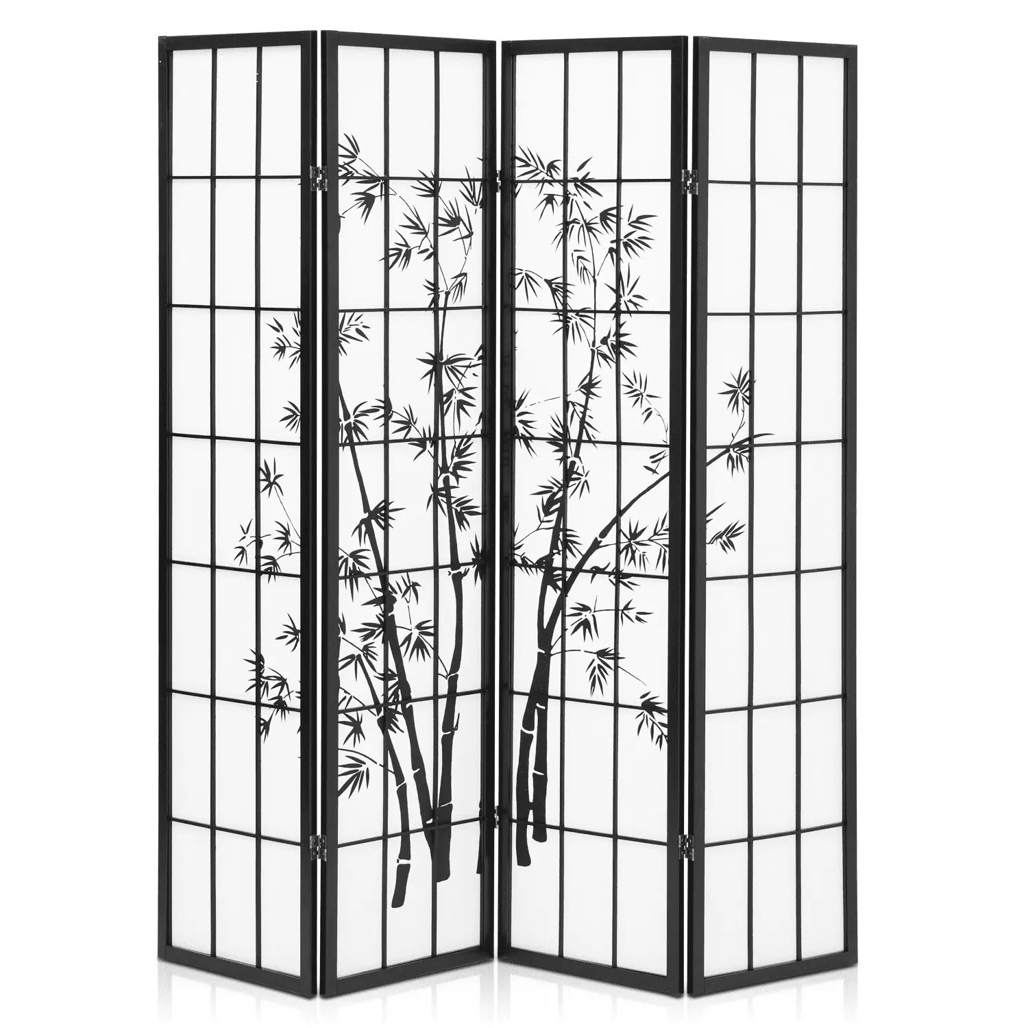 MoNiBloom 4 Panel Wood Folding Room Divider 5.8 ft Tall Partition Privacy Screen