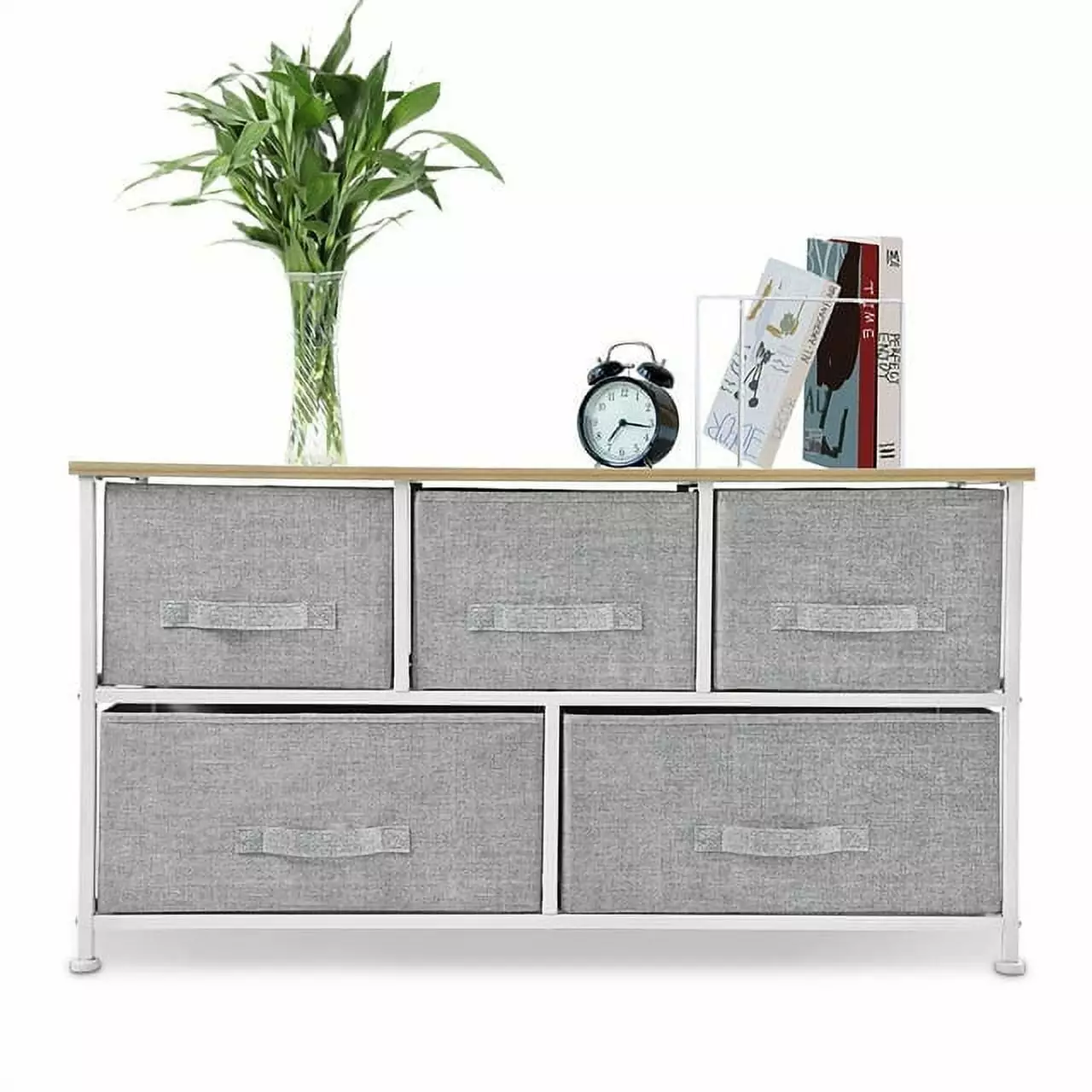 Bigroof 5 Drawer Modern Wood Dresser Arranger Handles Large Storage Bedroom Closet