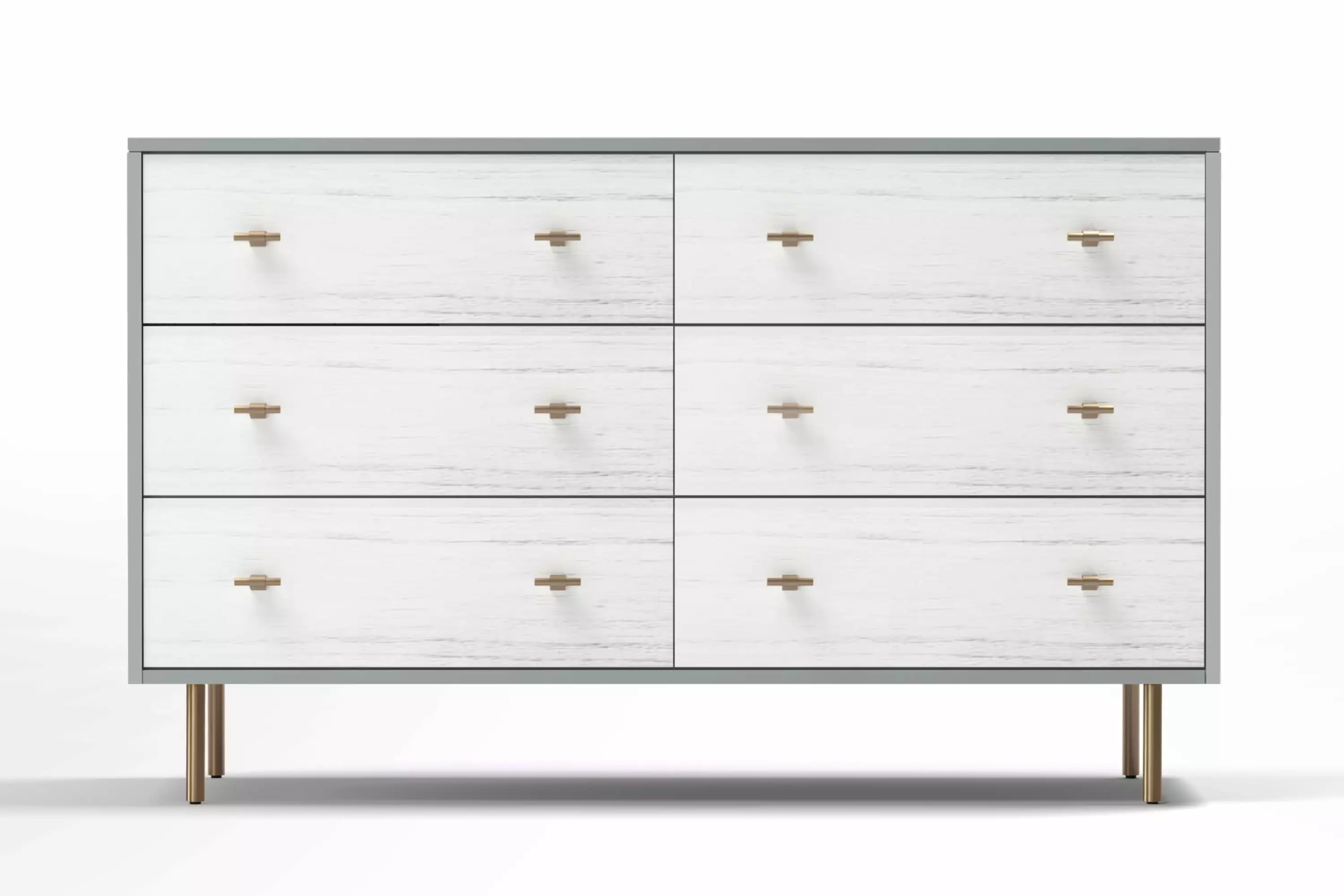 Origins Alpine Saige Wood 6 Drawer Dresser Weathered White-Gray