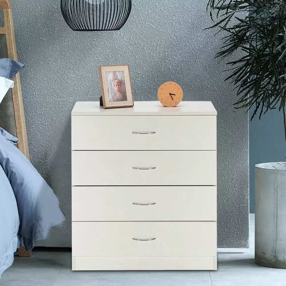MDF Wood Simple 4-Drawer Dresser White Bedroom Storage YoyoHome