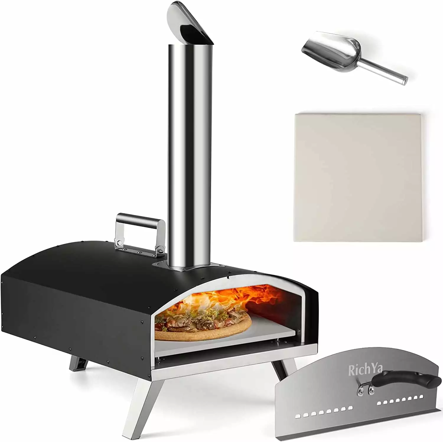 Outdoor Pellet Pizza Oven 12 Inch Stainless Steel Wood Fired Travel Friendly Camping Picnic Party