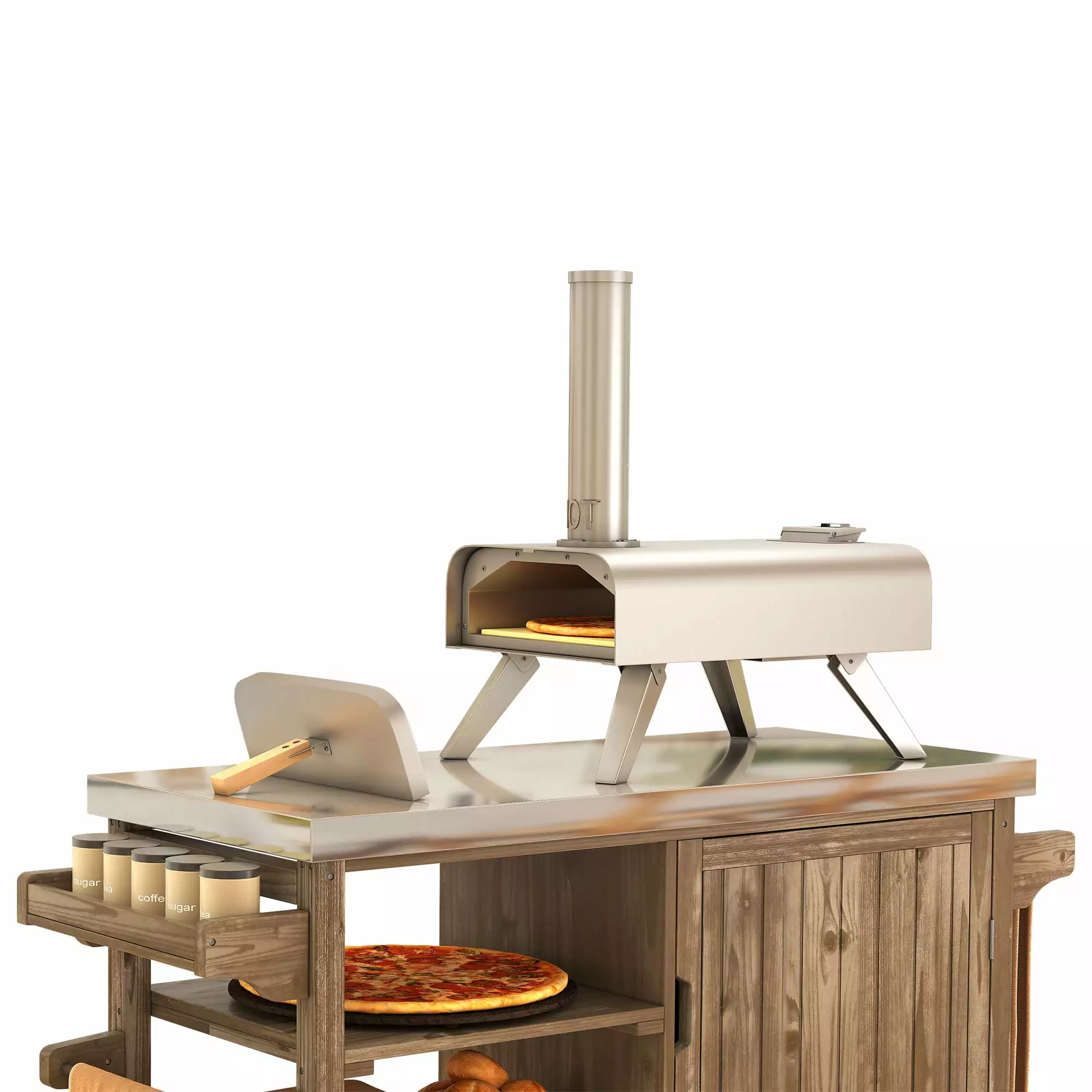 Dextrus 12 Wood Fired Pizza Oven Outdoor Stainless Steel Chimney and Wood Handle