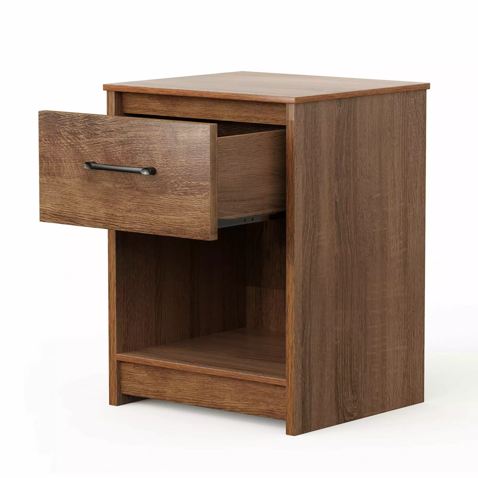Gymax Brown Nightstand Drawer Storage Shelf Wooden End Side Table Bedroom