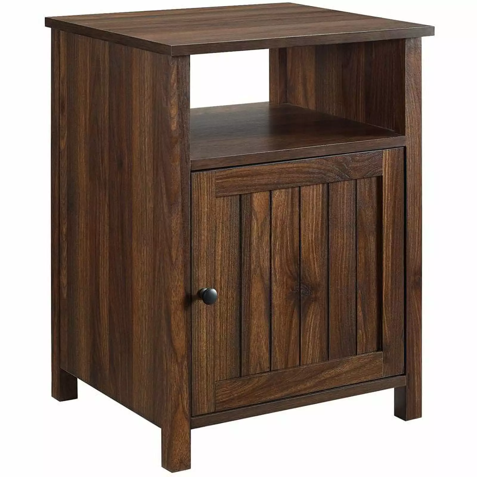 Walker Edison Craig 18 Grooved Door Engineered Wood Nightstand Dark Walnut