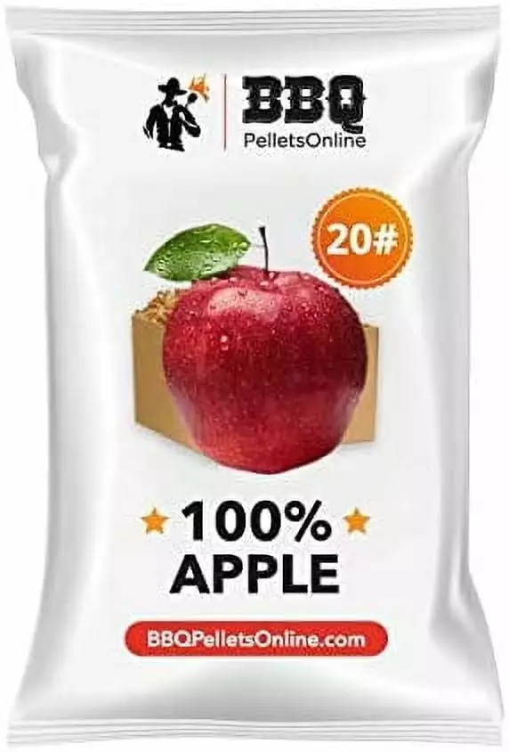BBQPelletsOnline 100% Apple All Natural Amish-Made BBQ Pellets 20 Pounds Perfect Pellet Smokers and Pizza Ovens