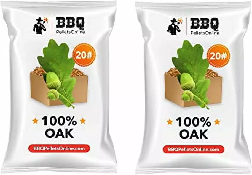BBQPelletsOnline 100% Oak All Natural Amish-Made BBQ Pellets 40 Pounds Perfect Pellet Smokers and Pizza Ovens