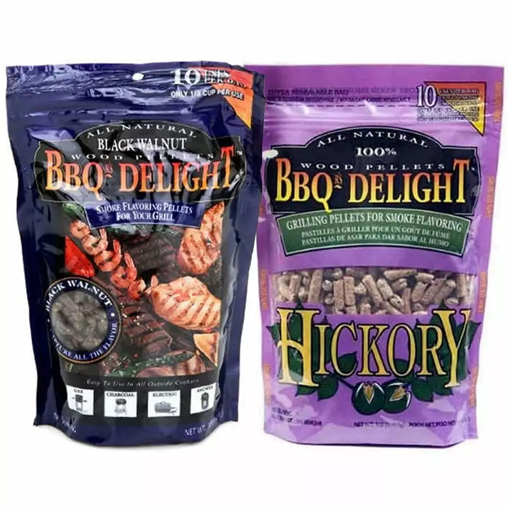 BBQr's Delight 2 Pack Black Walnut Hickory Pure Wood Grilling Pellets 1lb Bags