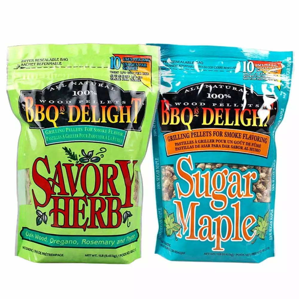 BBQrs Delight 2 Pack Savory Herb Maple Natural Wood Grilling Pellets 1lb Bags