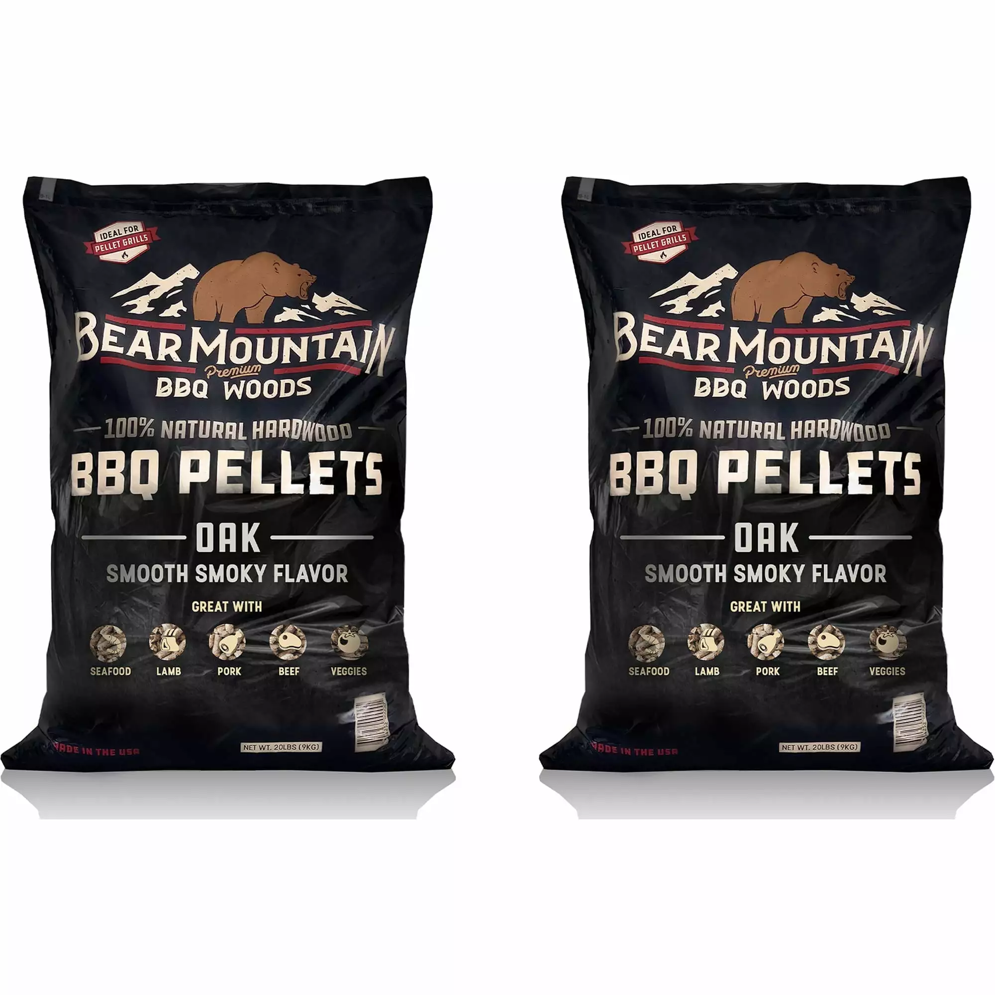 Bear Mountain BBQ All Natural Oak Hardwood Smoker Pellets 40 lbs 2 Pack