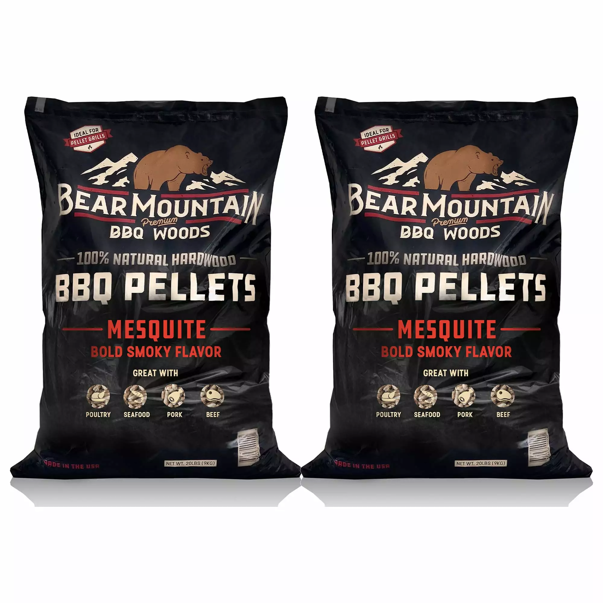 Bear Mountain BBQ All Natural Wood Mesquite Smoker Pellets 40 lbs 2 Pack