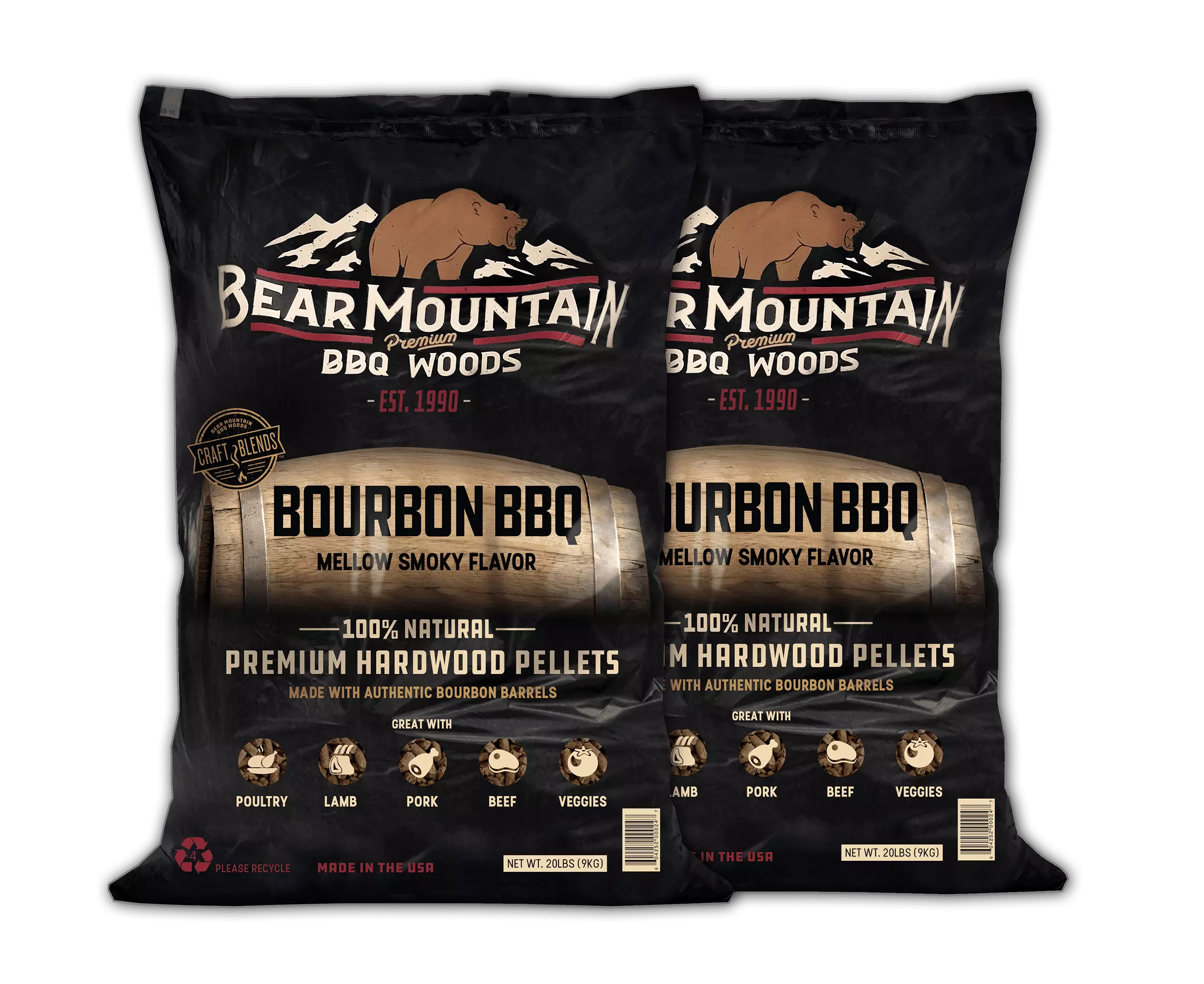 Bear Mountain BBQ Bourbon BBQ Craft Blends BBQ Pellets 2-PACK