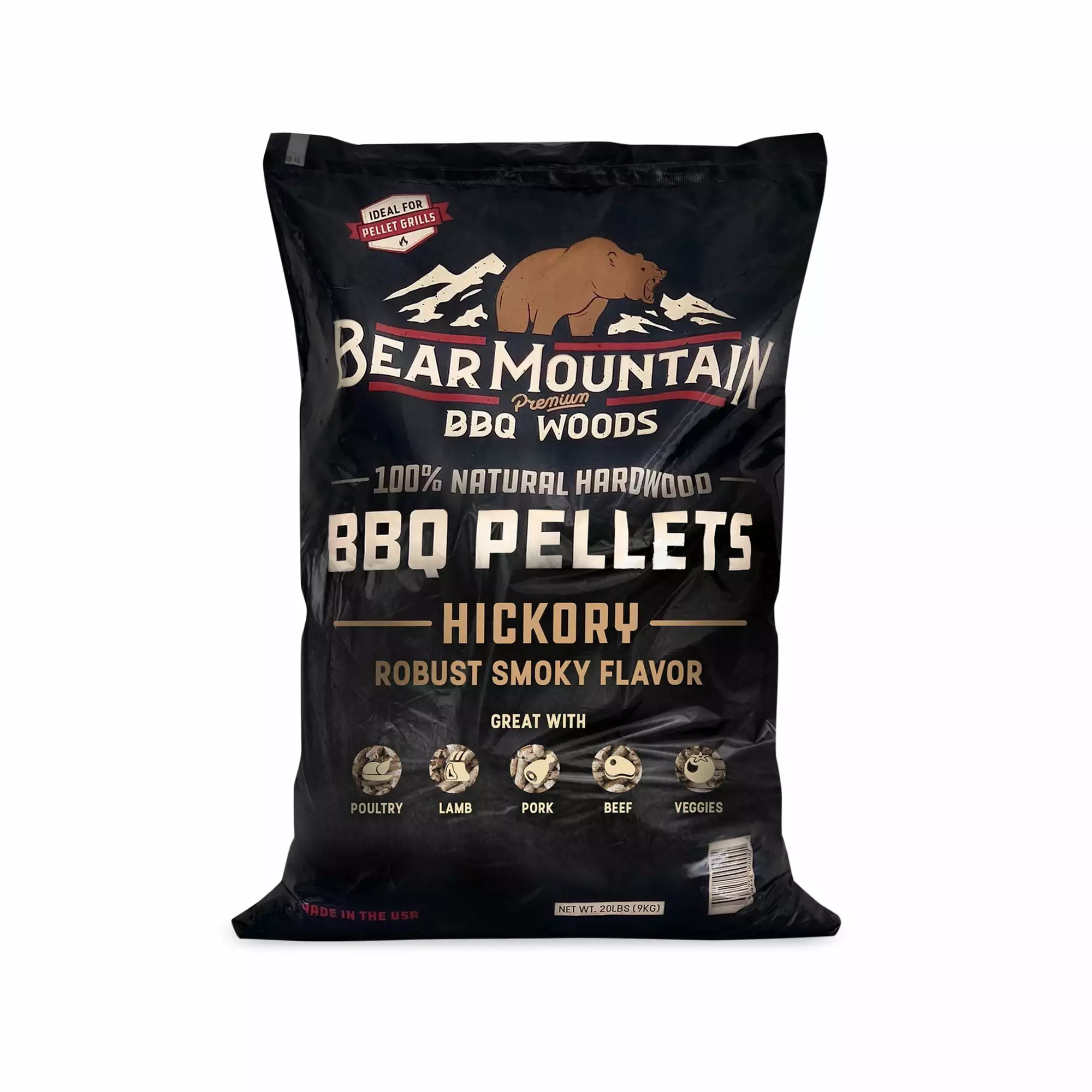 Bear Mountain BBQ Luxury All-Natural Hardwood Hickory Smoker Pellets 40 lb