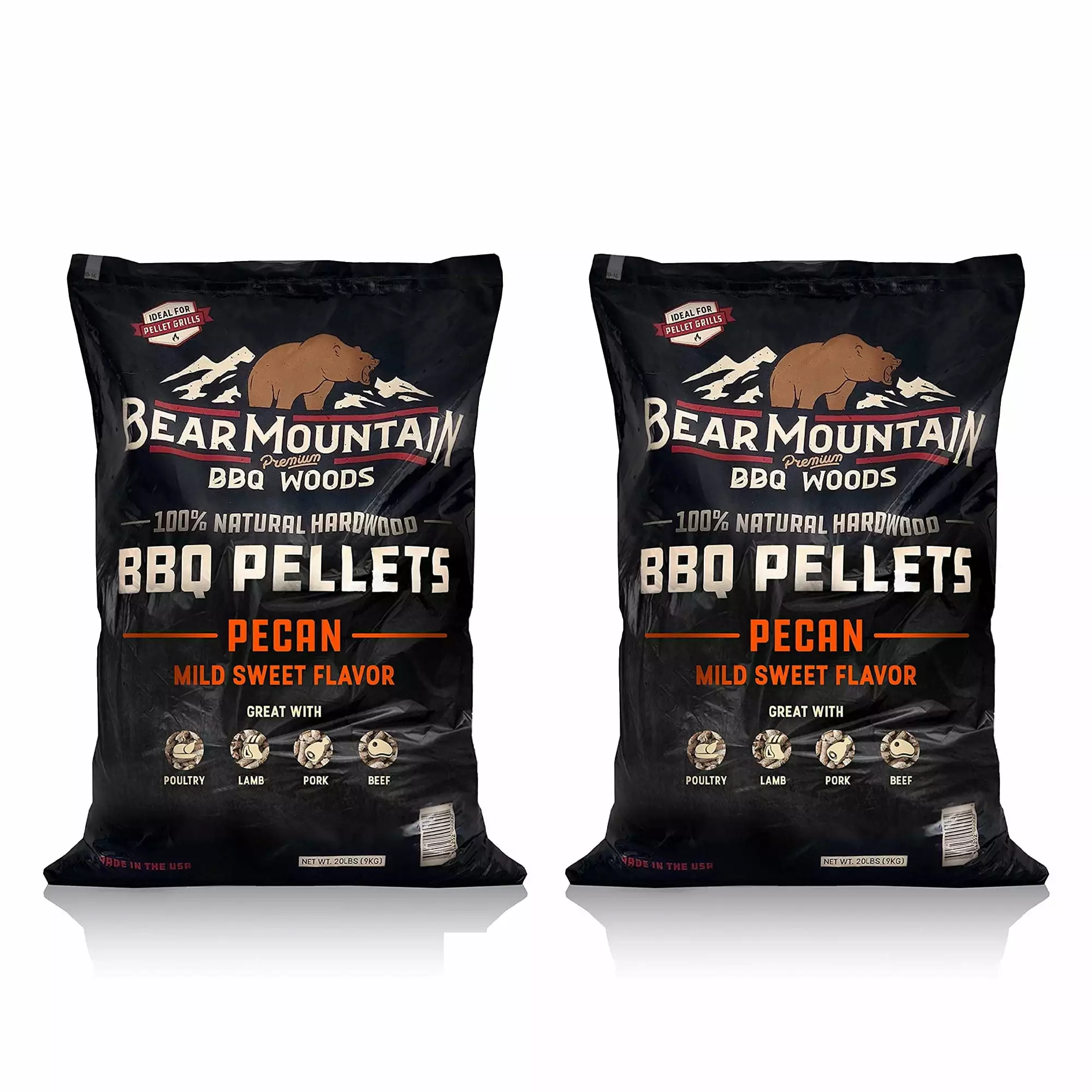 Bear Mountain BBQ Natural Hardwood Pecan Flavor Pellets 20lbs 2 Pack