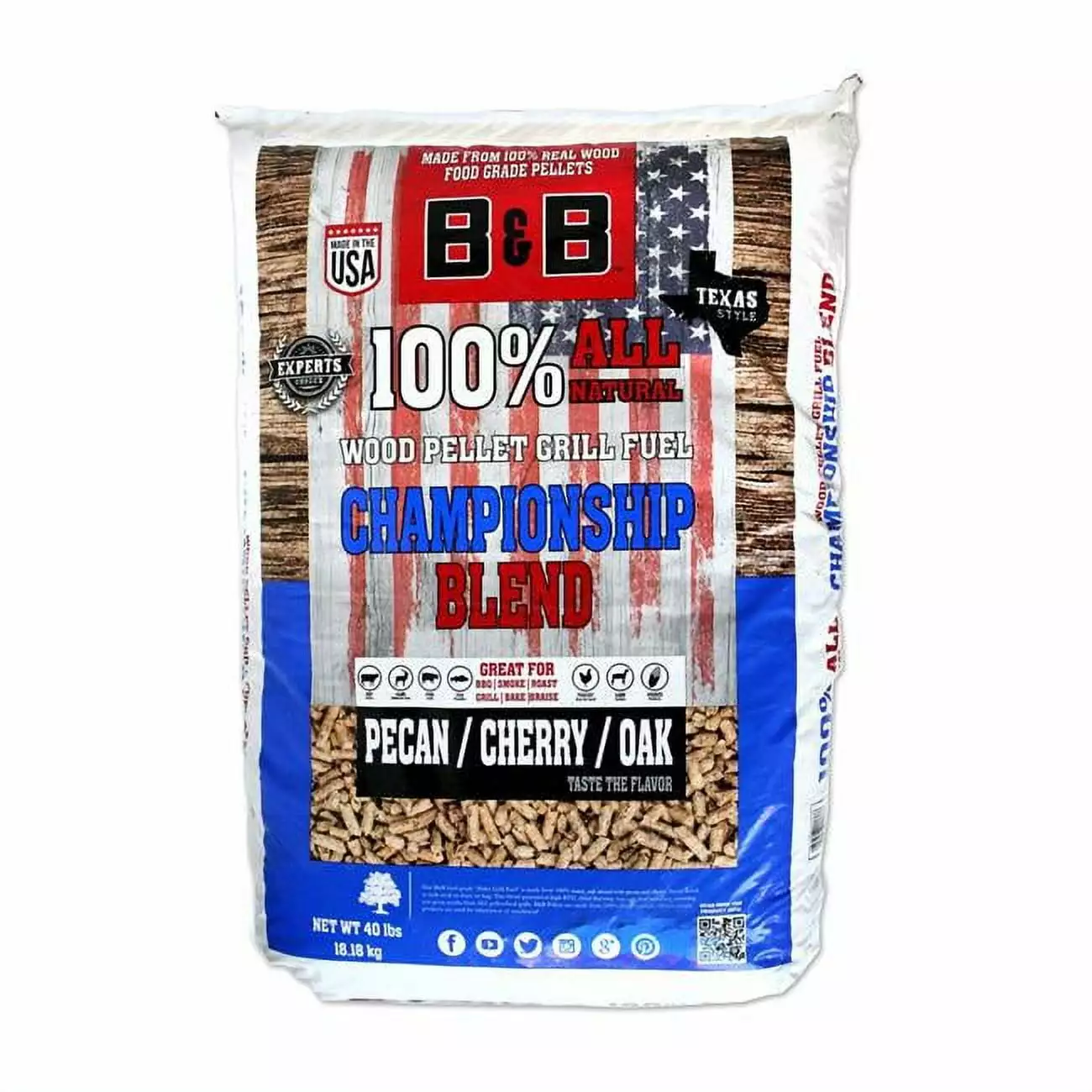 B&B Charcoal 40 lbs Champion Blend Pellets Pellet Grills and Smokers