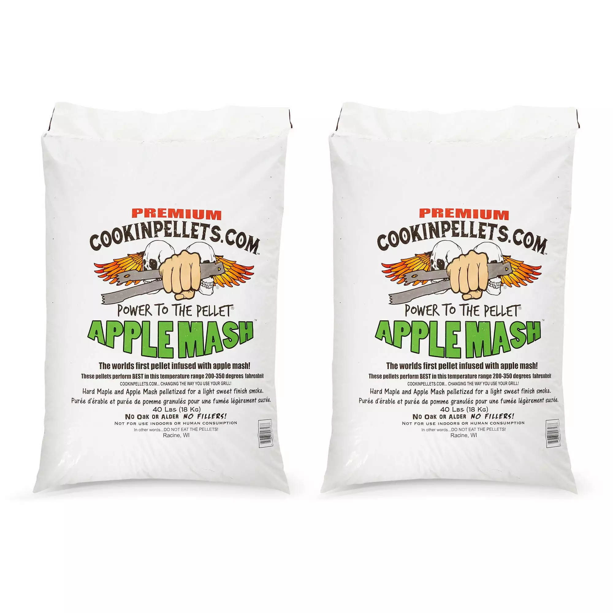 CookinPellets 40-Pound Apple Mash Hard Maple Smoker Wood Pellets 2 Pack BBQ