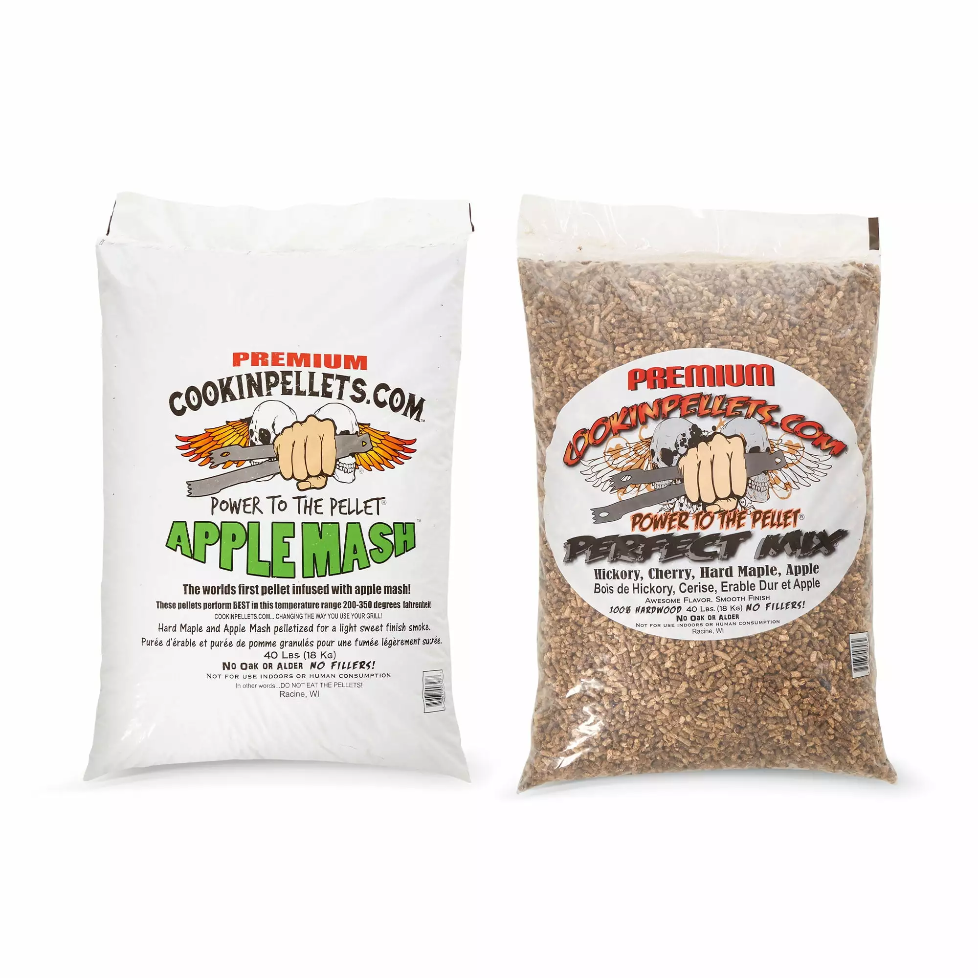 CookinPellets Perfect Mix Wood Pellets & Apple Mash Wood Pellets 40Lb Bags Smokers