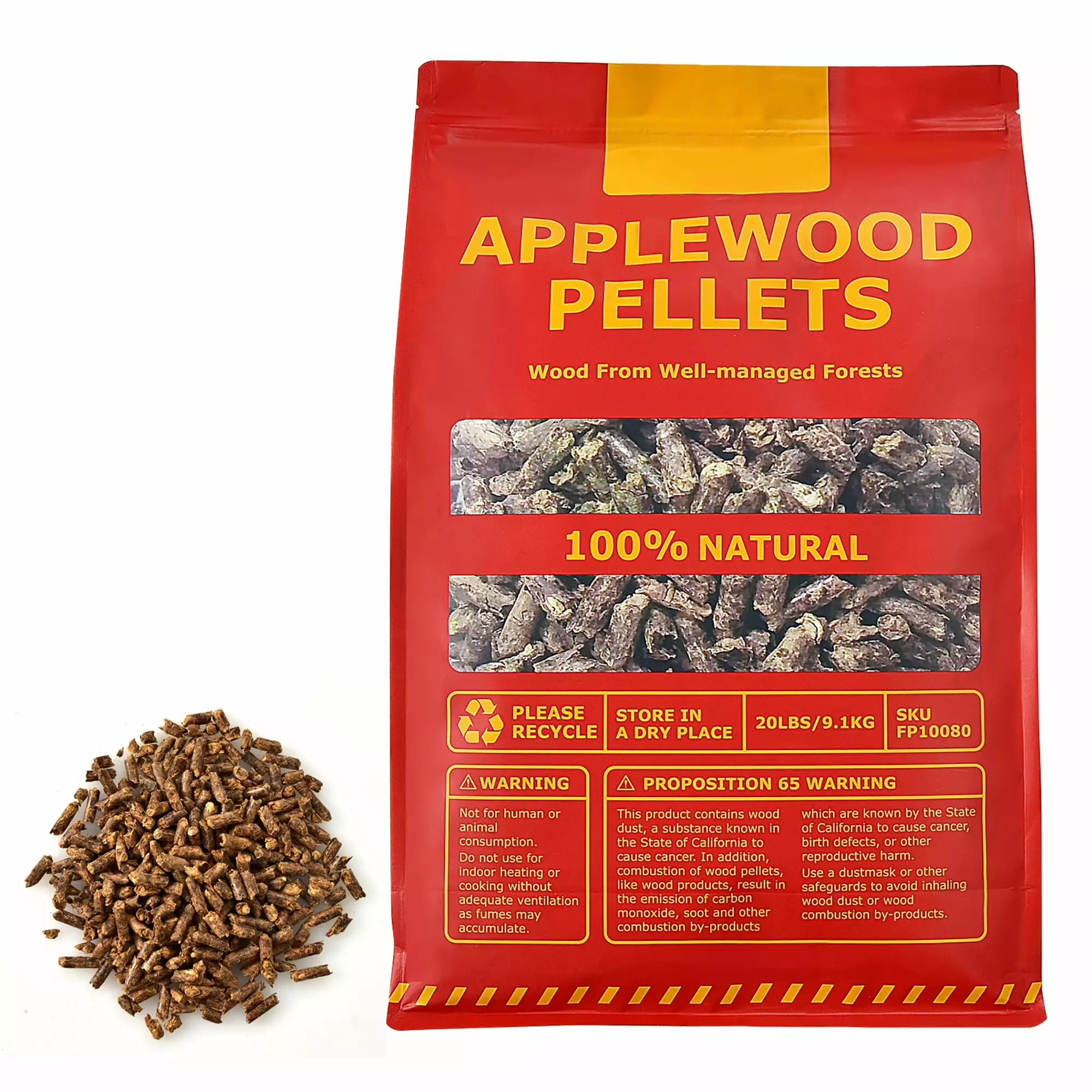 Costway 20lbs Apple Wood Pellets All-Natural Smokers Pellet Grills BBQ Roast - Premium Hardwood Pellets