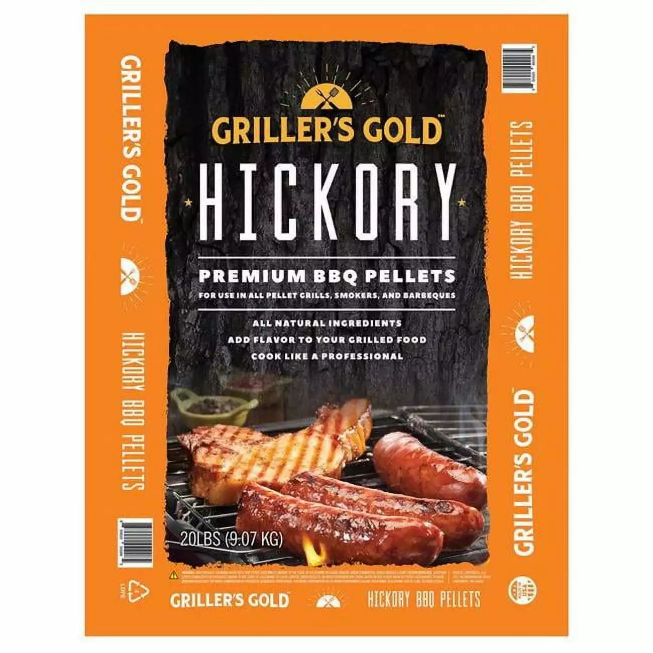Grillers Gold 8017684 All Natural Hickory BBQ Wood Pellet 20 lbs Smokers