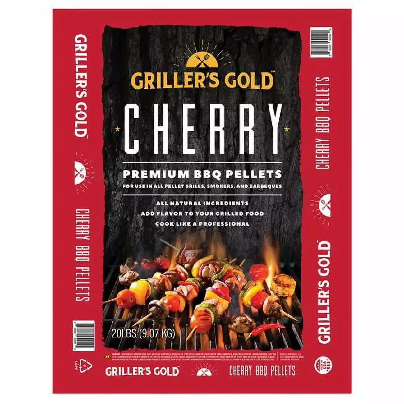 Grillers Gold 8017689 All Natural Cherry BBQ Wood Pellet 20 lbs Grilling