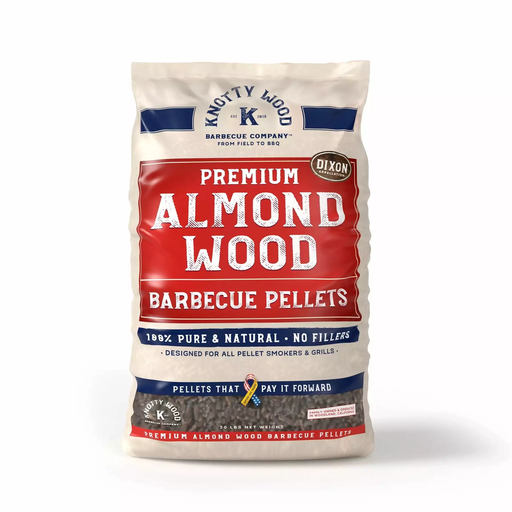 Knotty Wood Almond BBQ Cooking Pellets 20 lb Bag 100% Natural Nutty Sweet Smoke Flavor