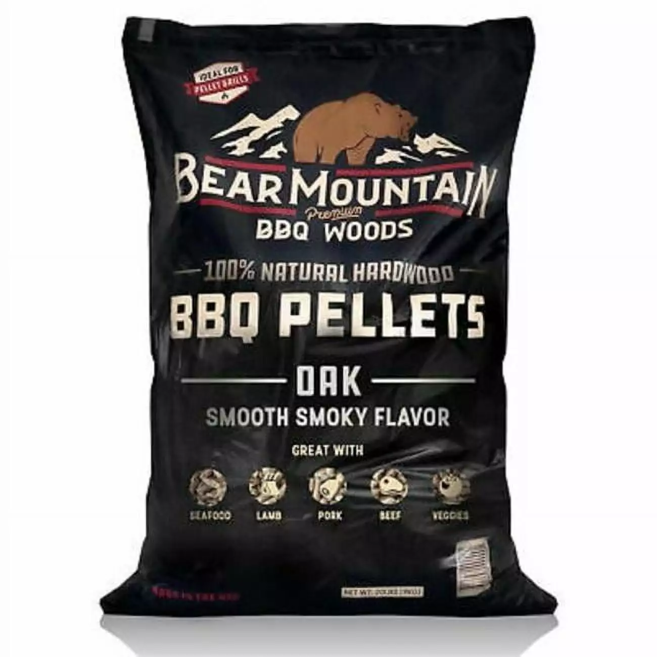 Lignetics 20 lbs Bear Mountain BBQ Smoker Pellets Oak Grilling and Smoking