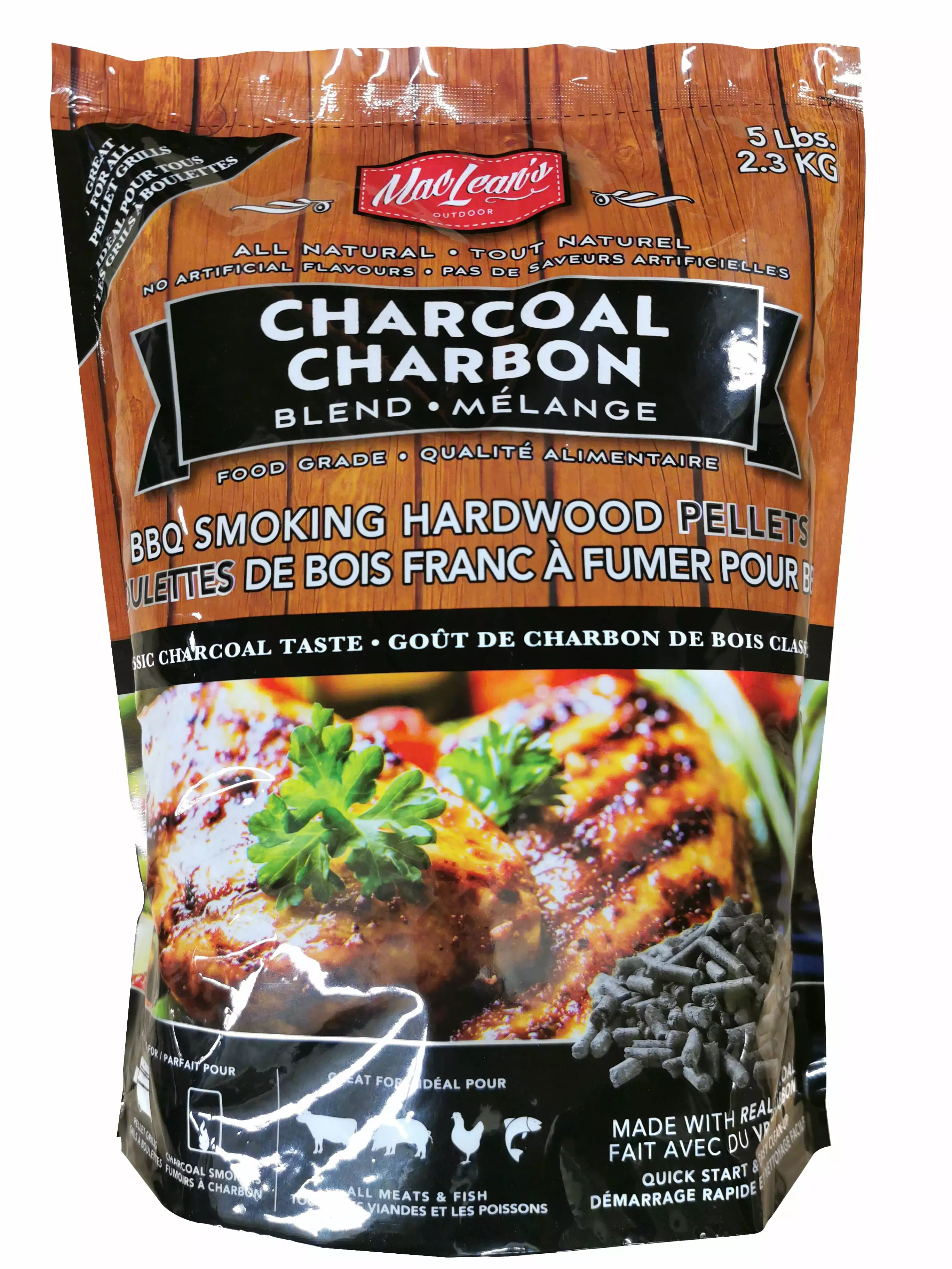 MacLean's 5 lb Genuine Charcoal Blend BBQ Smoking Pellets Smokers