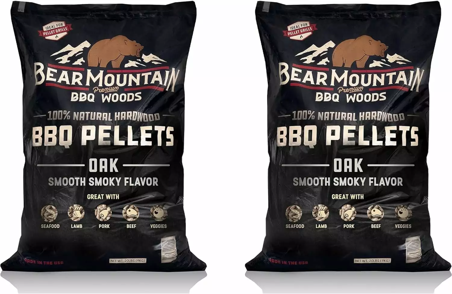 Mountain BBQ Luxury All Natural Oak Wood Smoker Pellets 40 Pounds 2 Pack Gas Charcoal Electric Grill