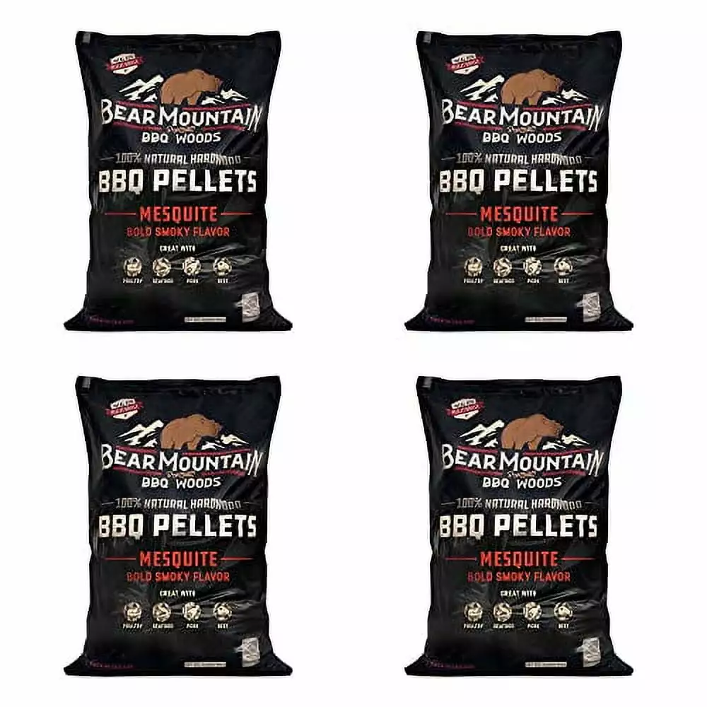 Mountain BBQ 20 Pounds All Natural Hardwood Mesquite Smoker Pellets 4 Pack Outdoor Grilling