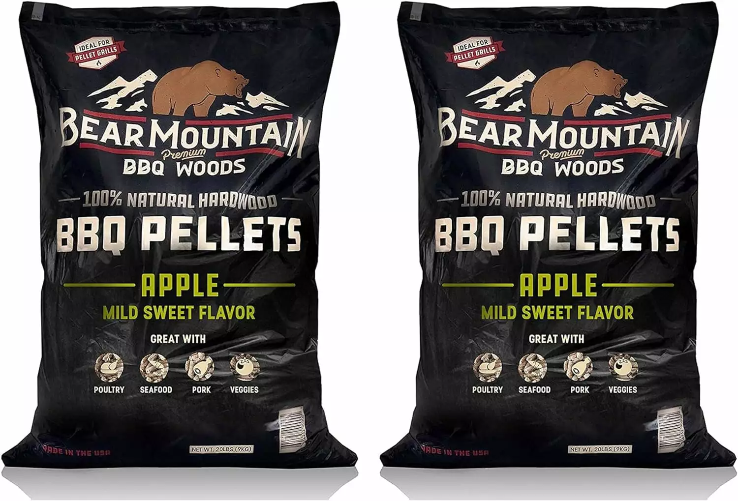 Mountain Luxury BBQ All Natural Mild Sweet Apple Smoker Wood Pellets 40 Pound 2 Pack