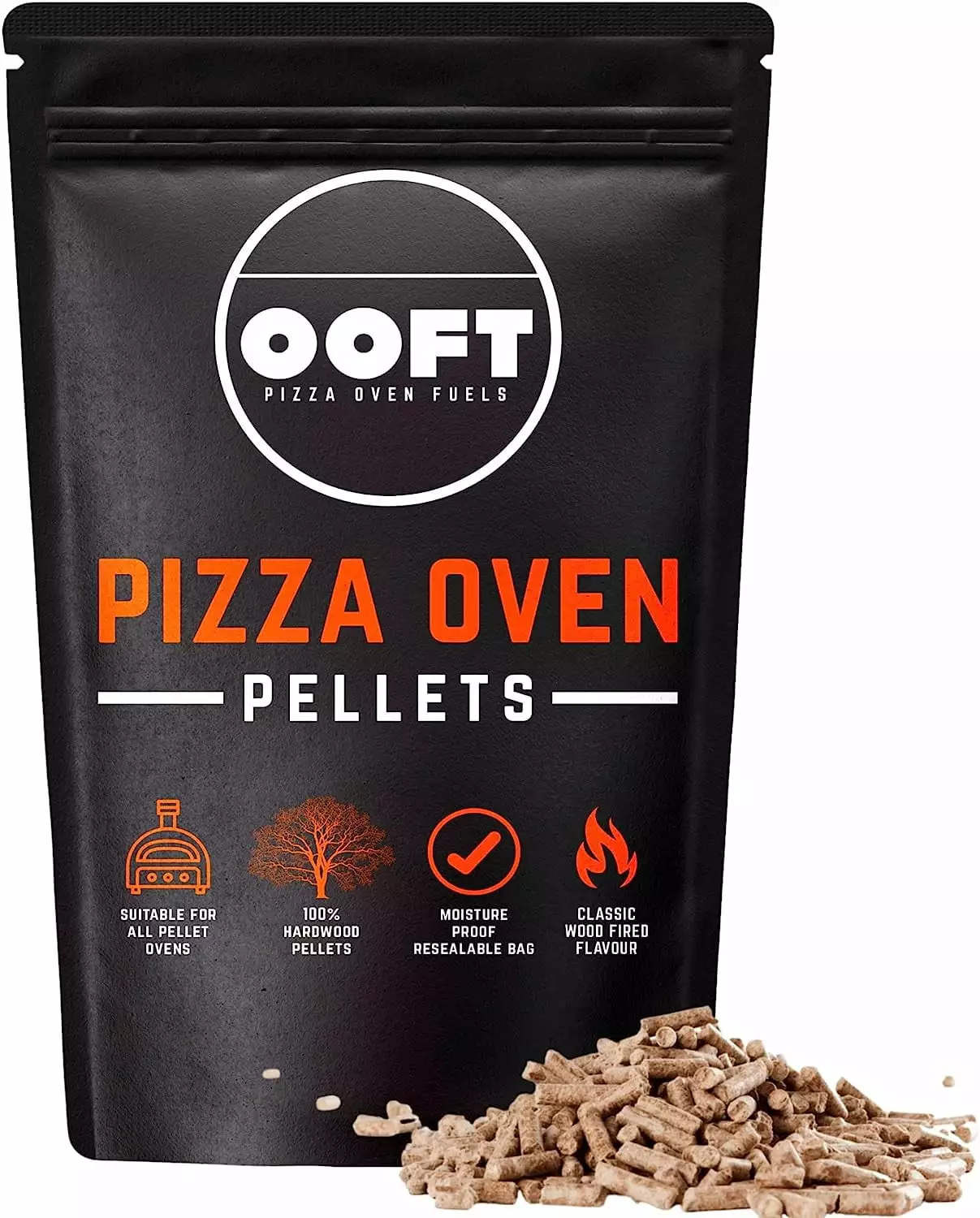 OOFT 100% Hardwood Pizza Oven Pellets 10LB Moisture Proof Resealable Bag High Heat Output Ooni Dallonda Nero Fresh Grills