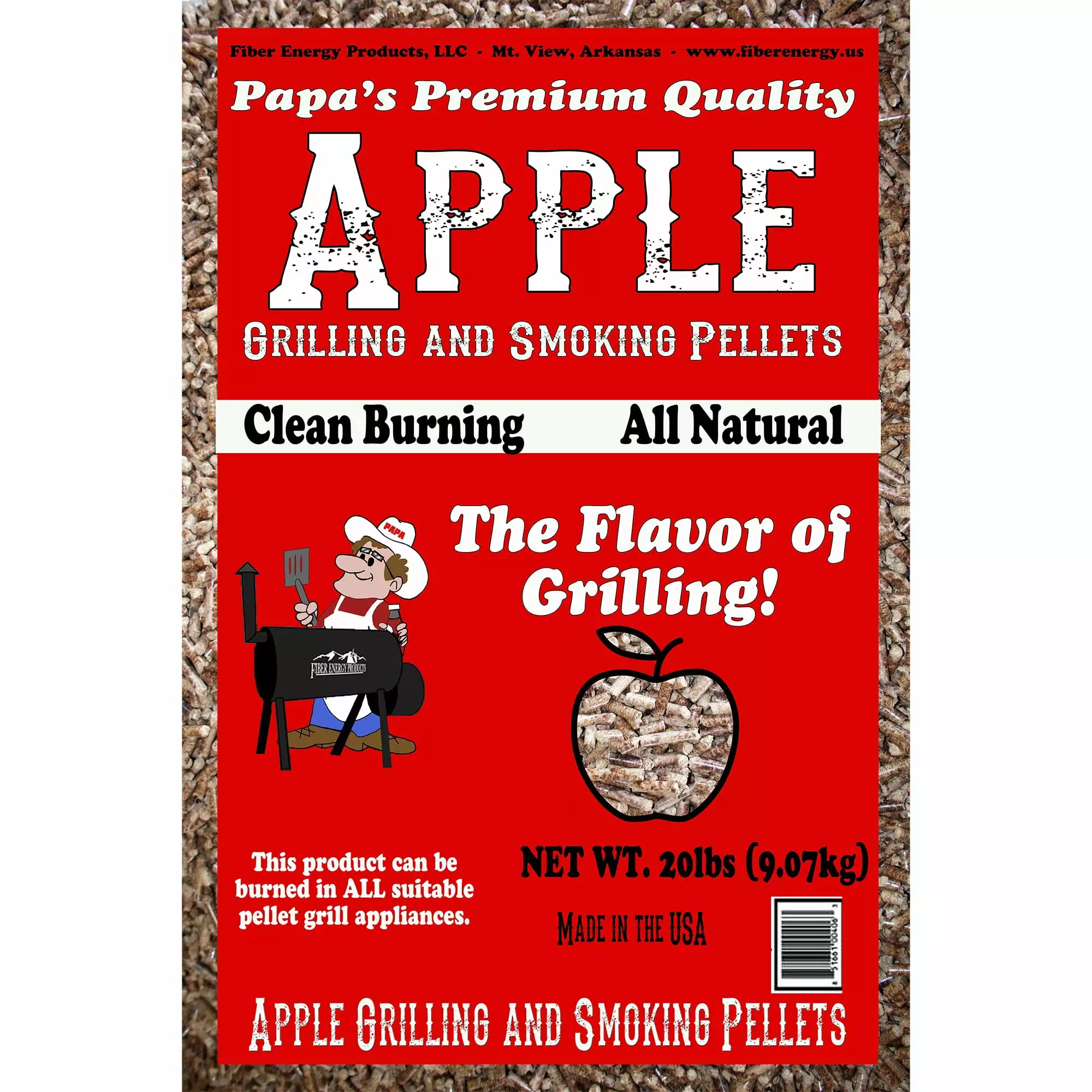 Papa's Luxury Apple Wood Grilling Pellets Red & White Oak 20 lbs