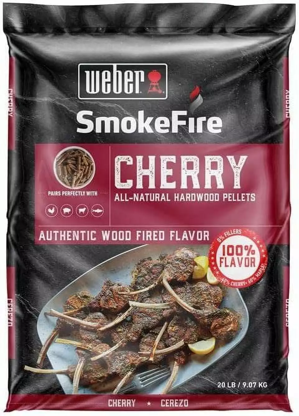 Weber SmokeFire Cherry Hardwood Pellets 20 lb. BBQ Grilling and Smoking
